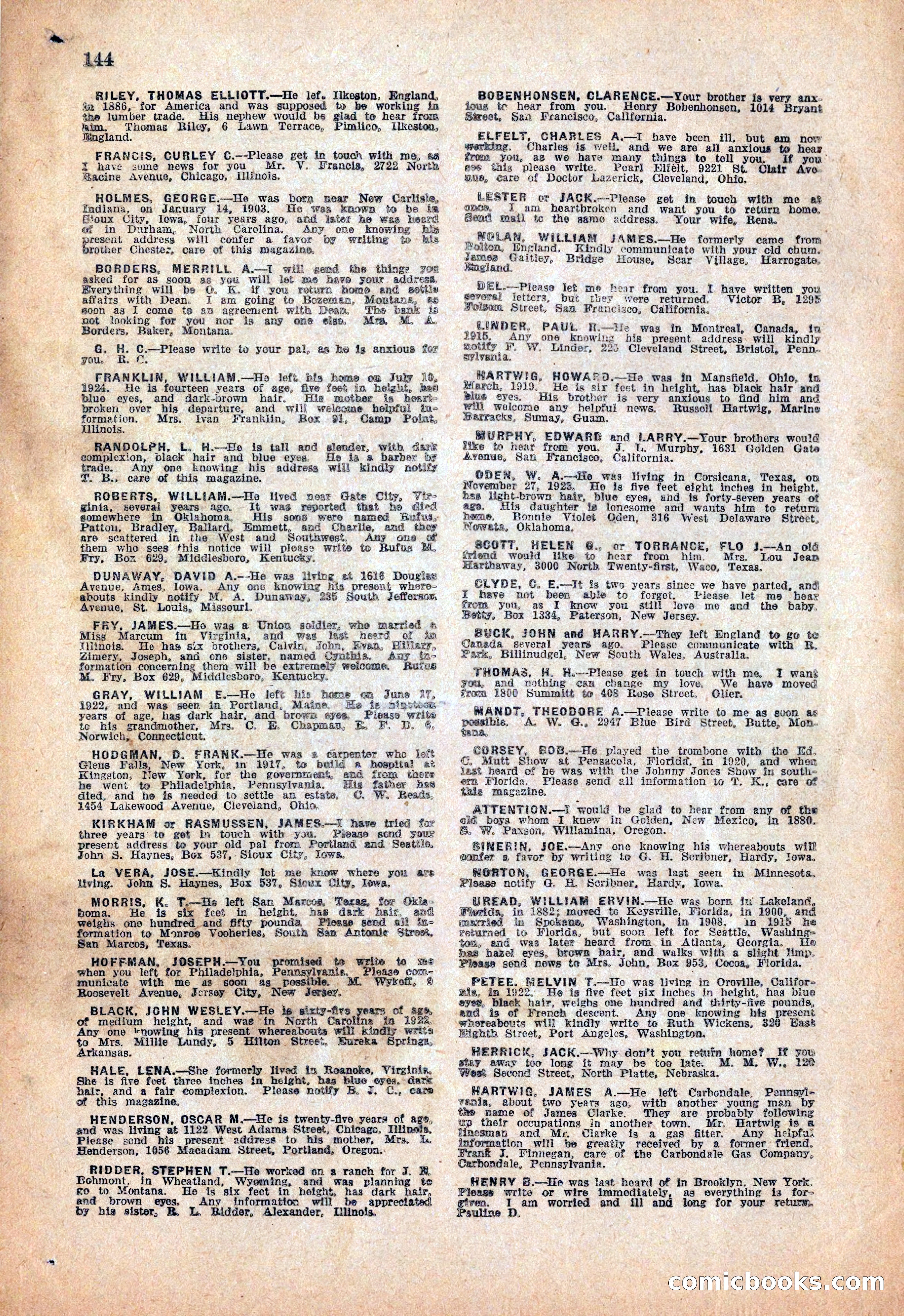 Western Story Magazine, December 13, 1924 — page 146 of 146