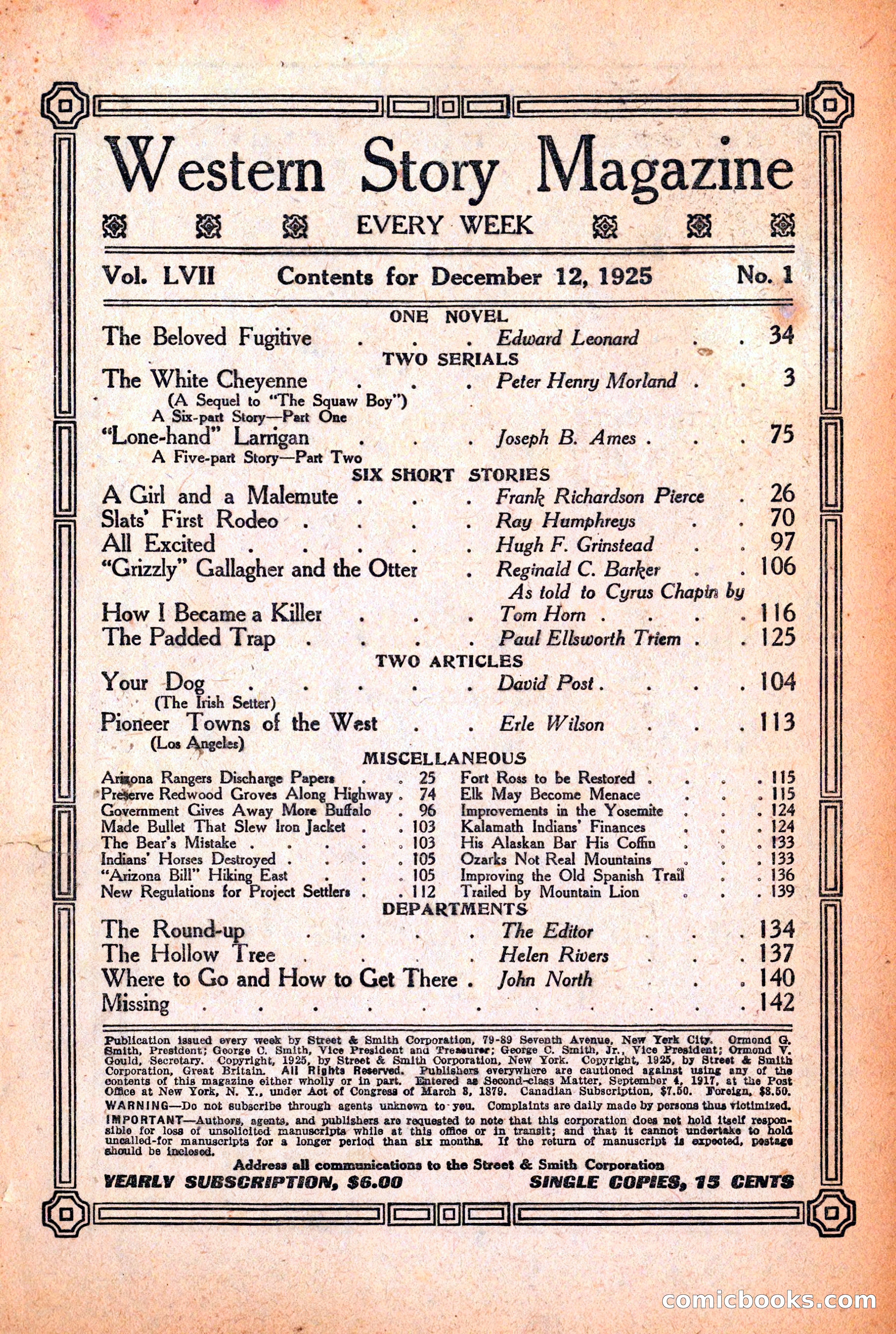 Western Story Magazine, December 12, 1925 — page 3 of 146