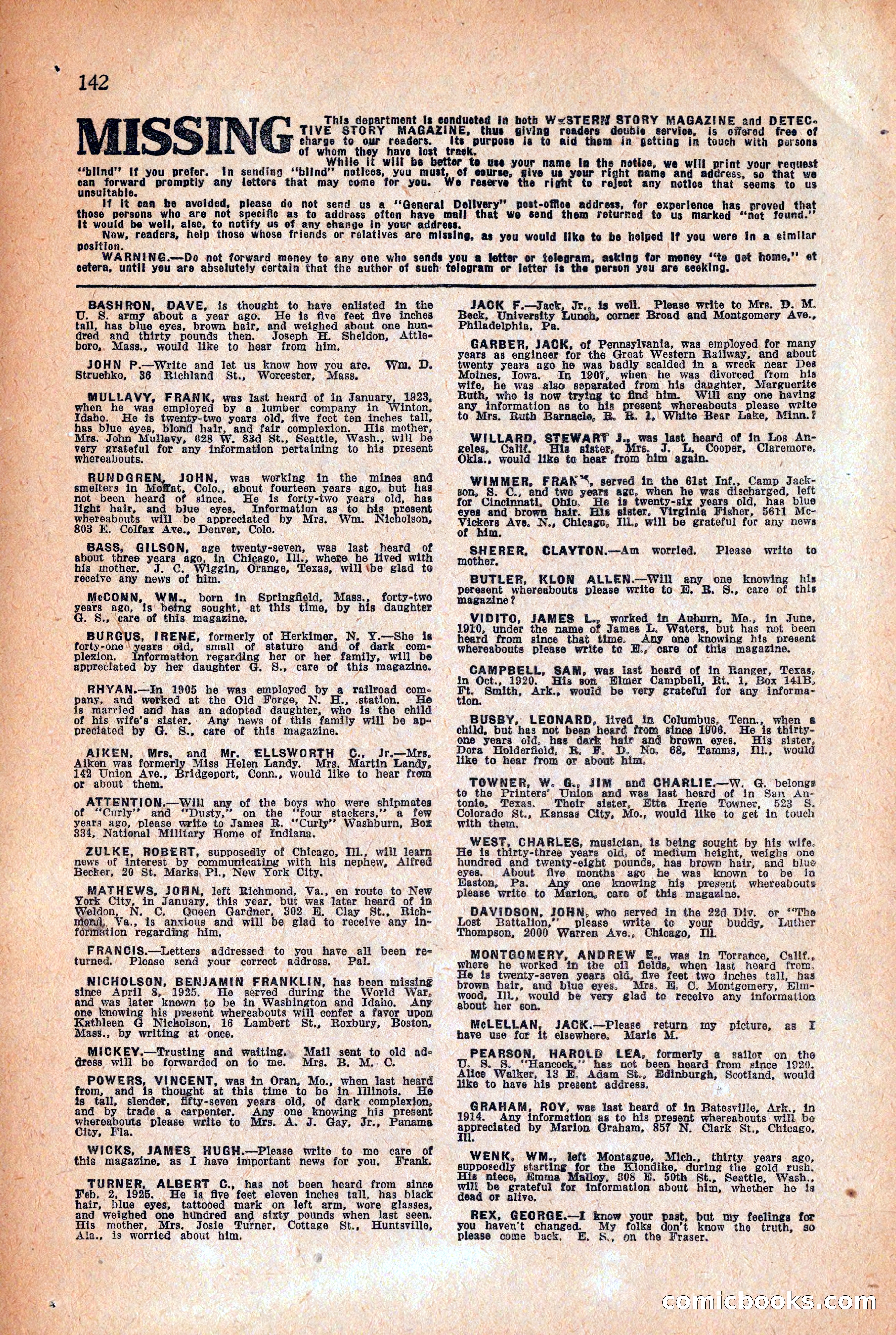 Western Story Magazine, December 12, 1925 — page 144 of 146