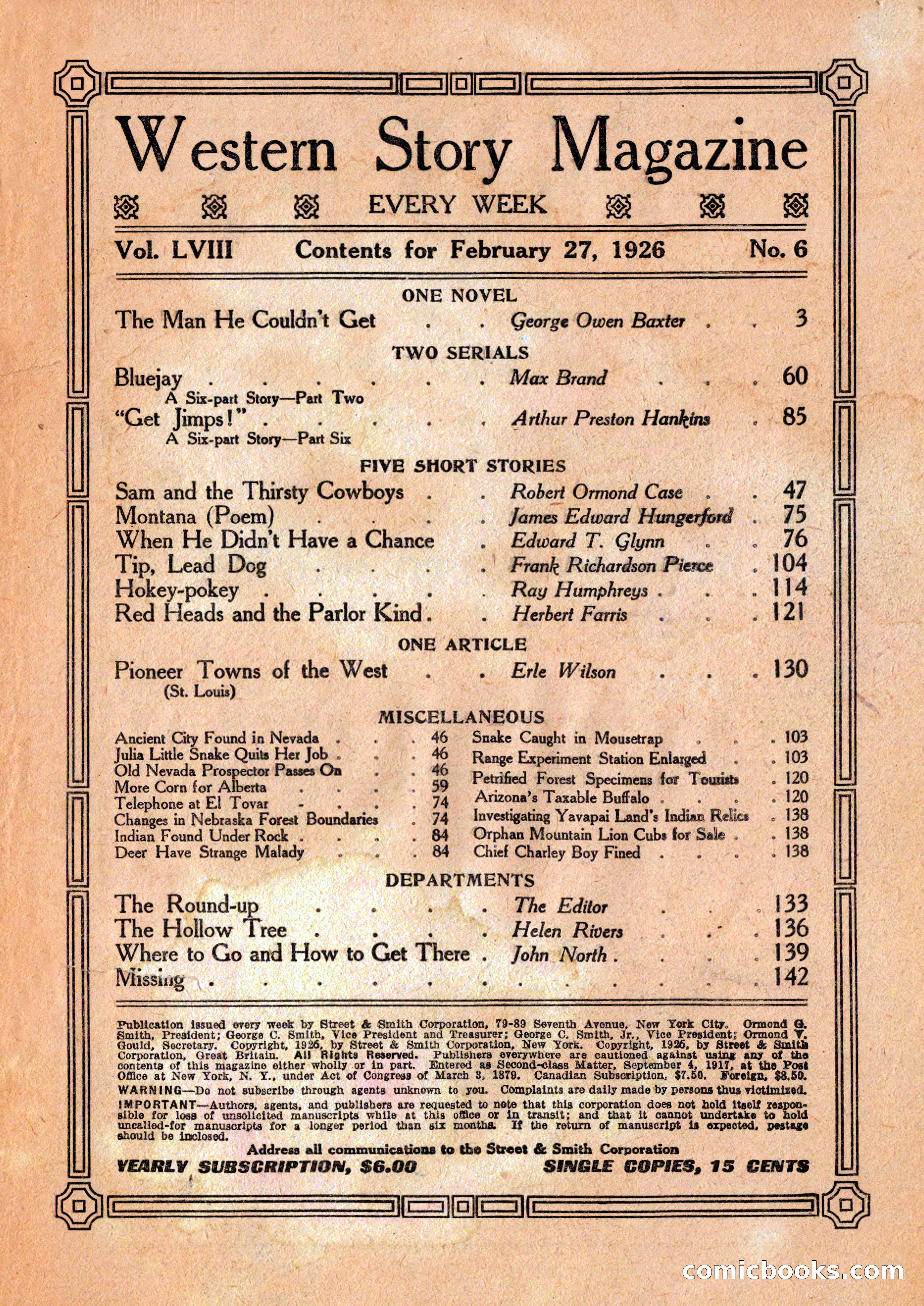 Western Story Magazine, February 27, 1926 — page 3 of 148