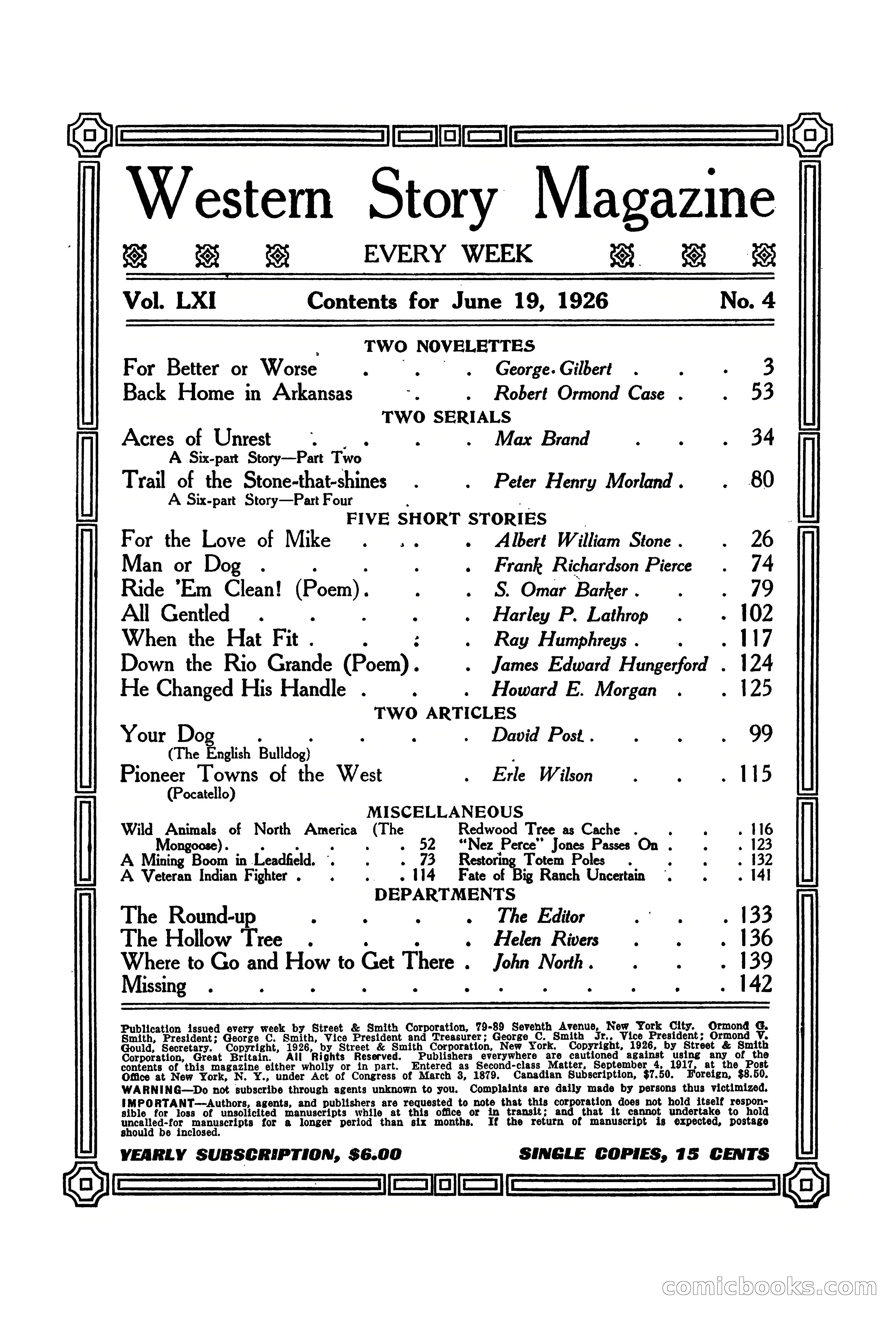 Western Story Magazine, June 19, 1926 — page 3 of 148