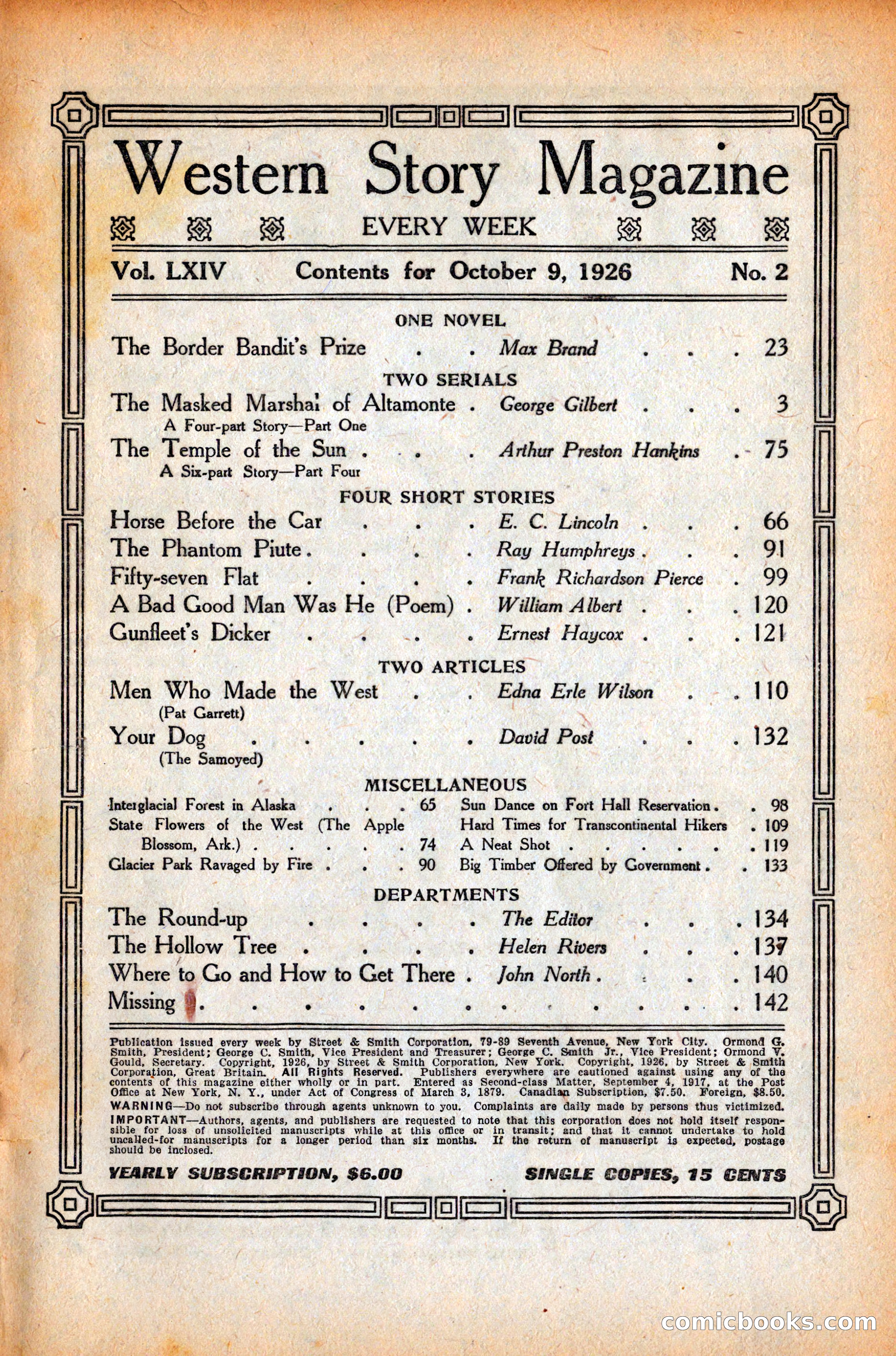 Western Story Magazine, October 9, 1926 — page 3 of 148