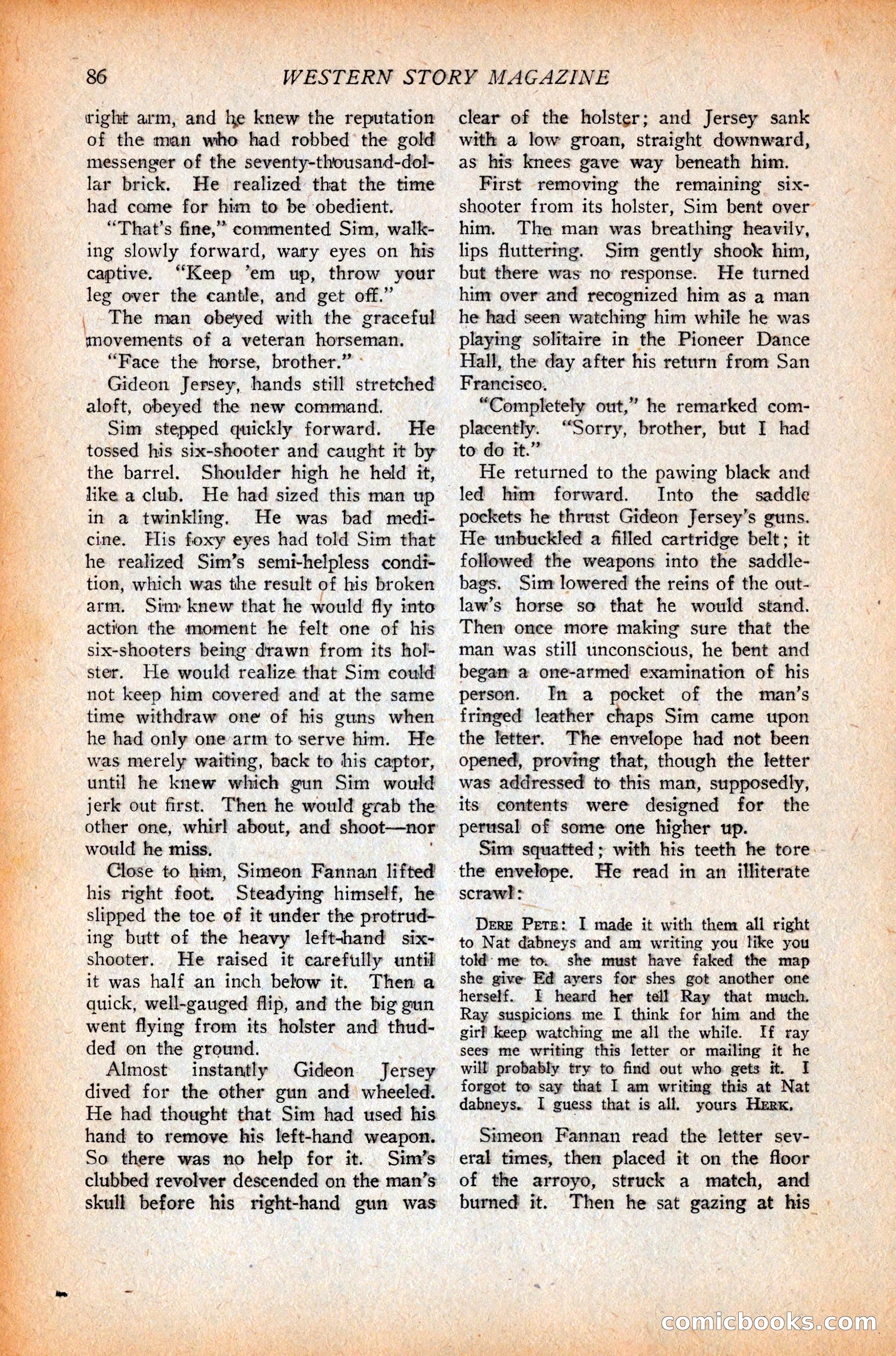 Western Story Magazine, October 9, 1926 — page 88 of 148