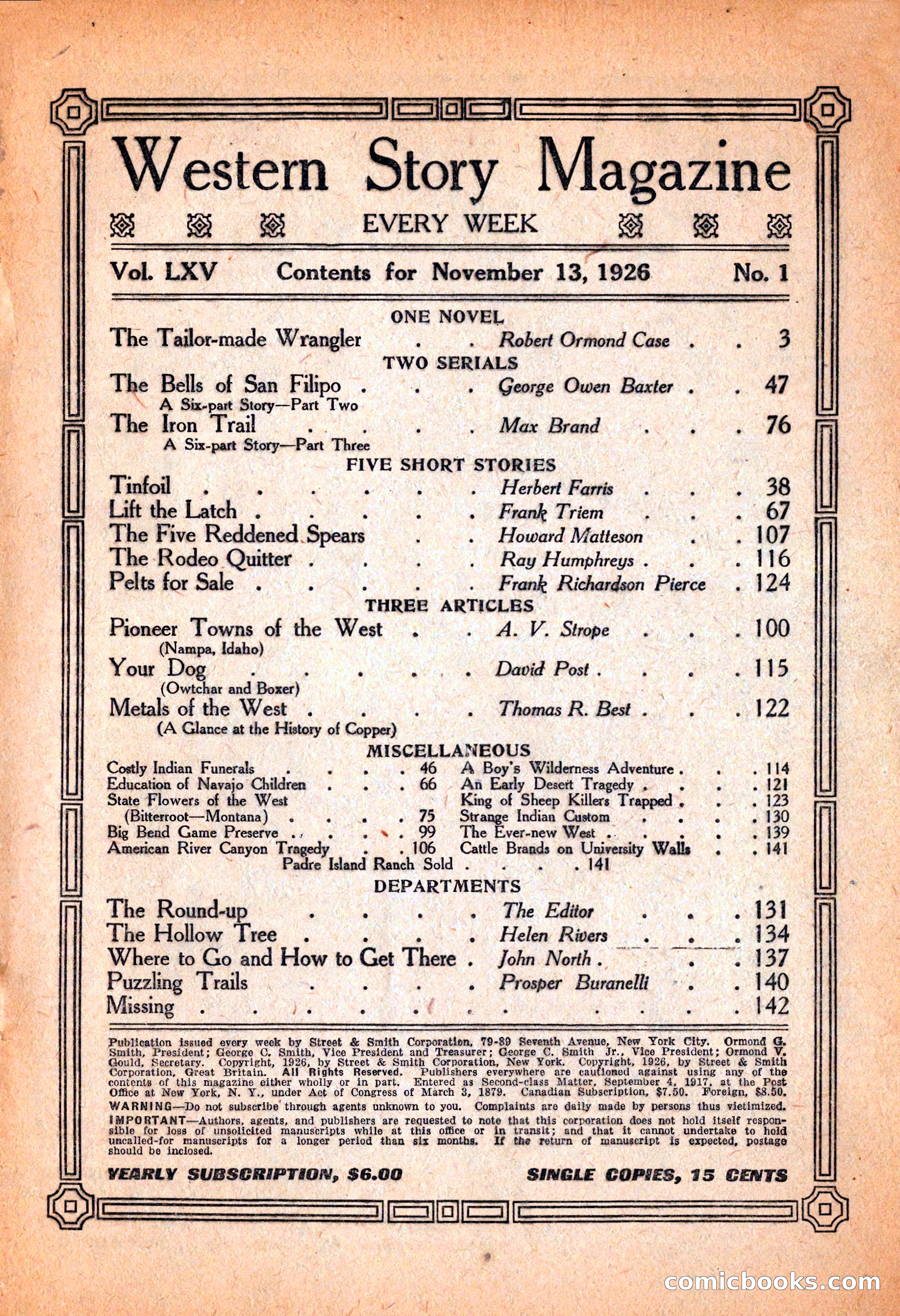 Western Story Magazine, November 13, 1926 — page 3 of 149