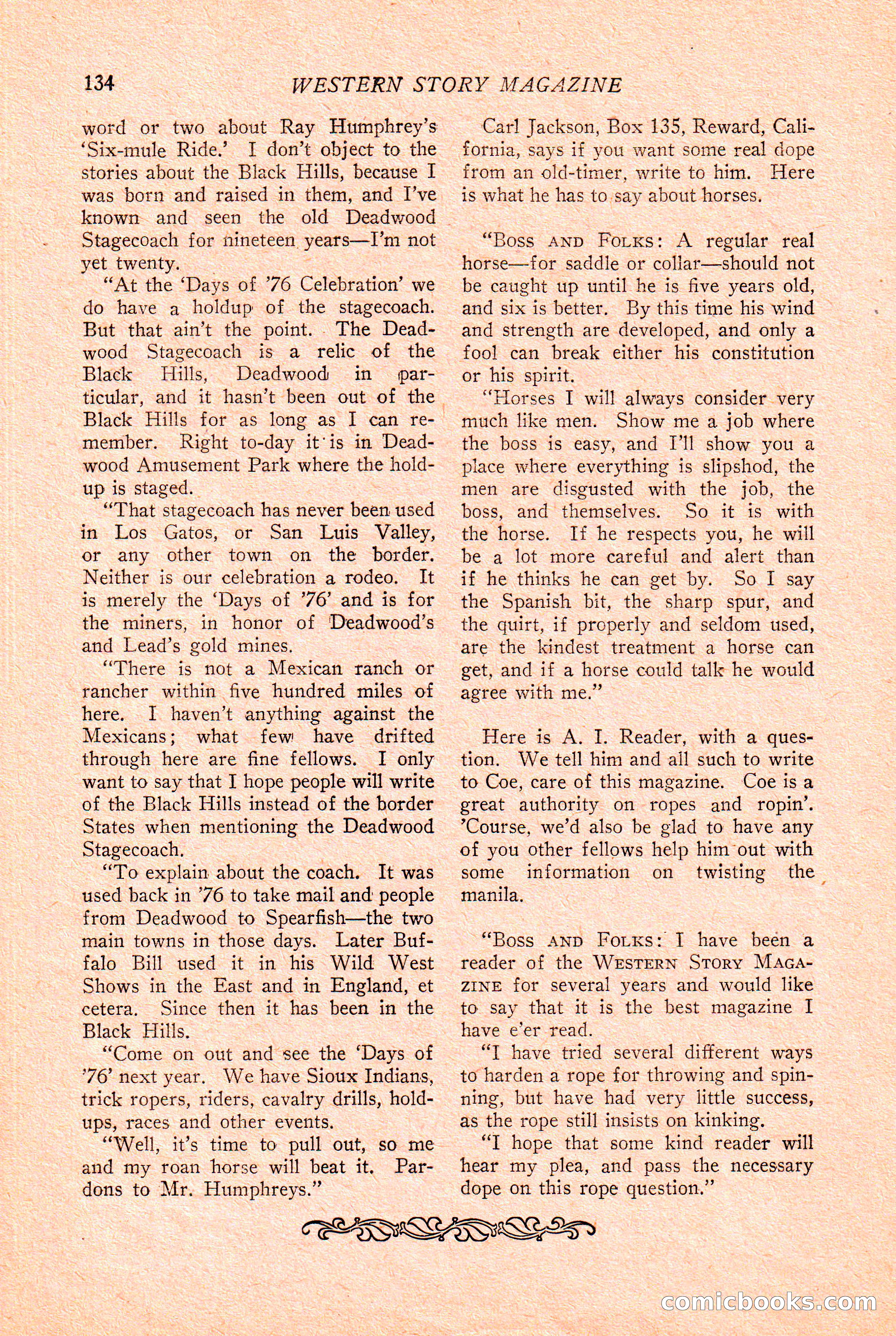Western Story Magazine Cover — page 136 of 148