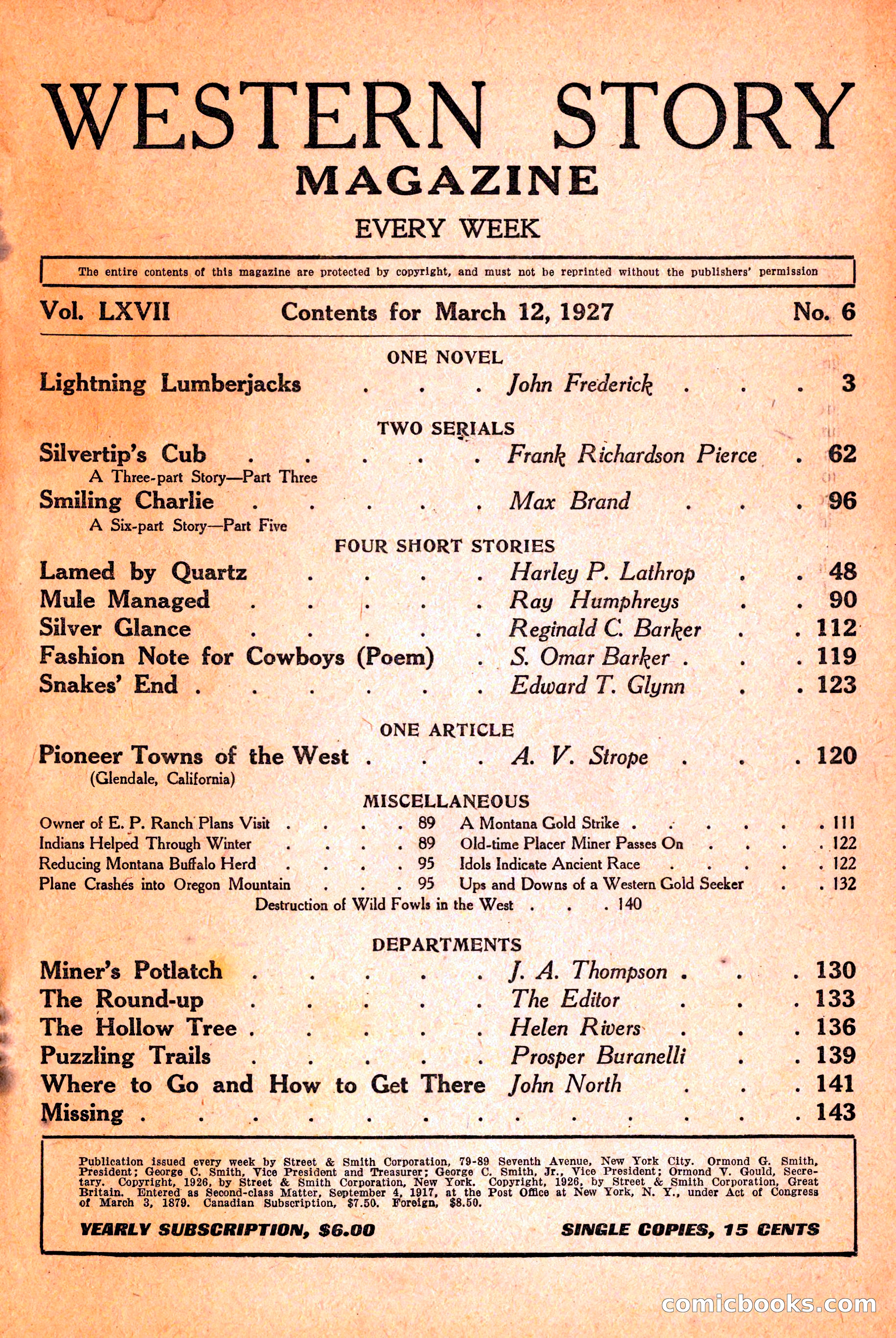 Western Story Magazine, March 12, 1927 — page 3 of 148