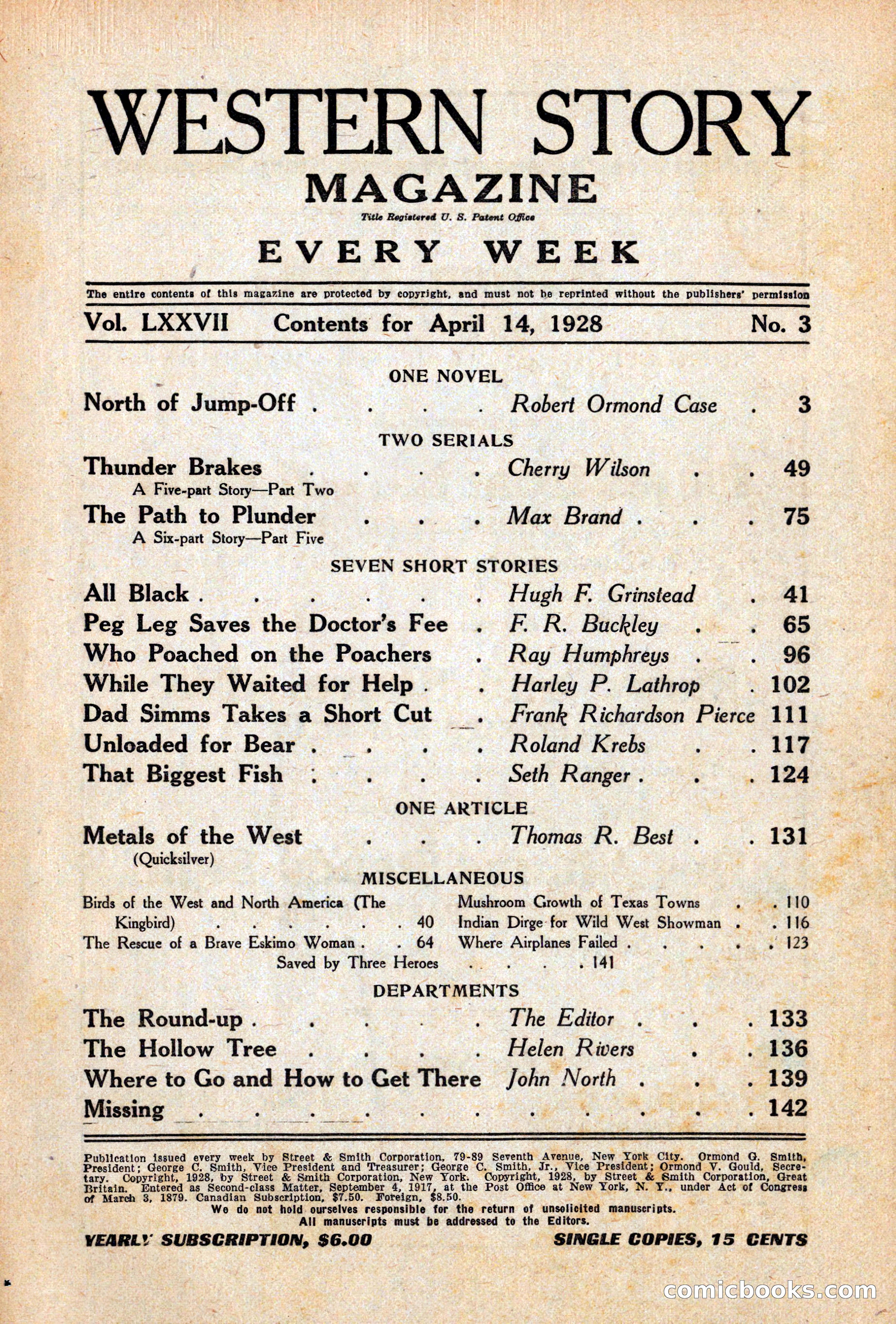 Western Story Magazine, April 14, 1928 — page 3 of 148