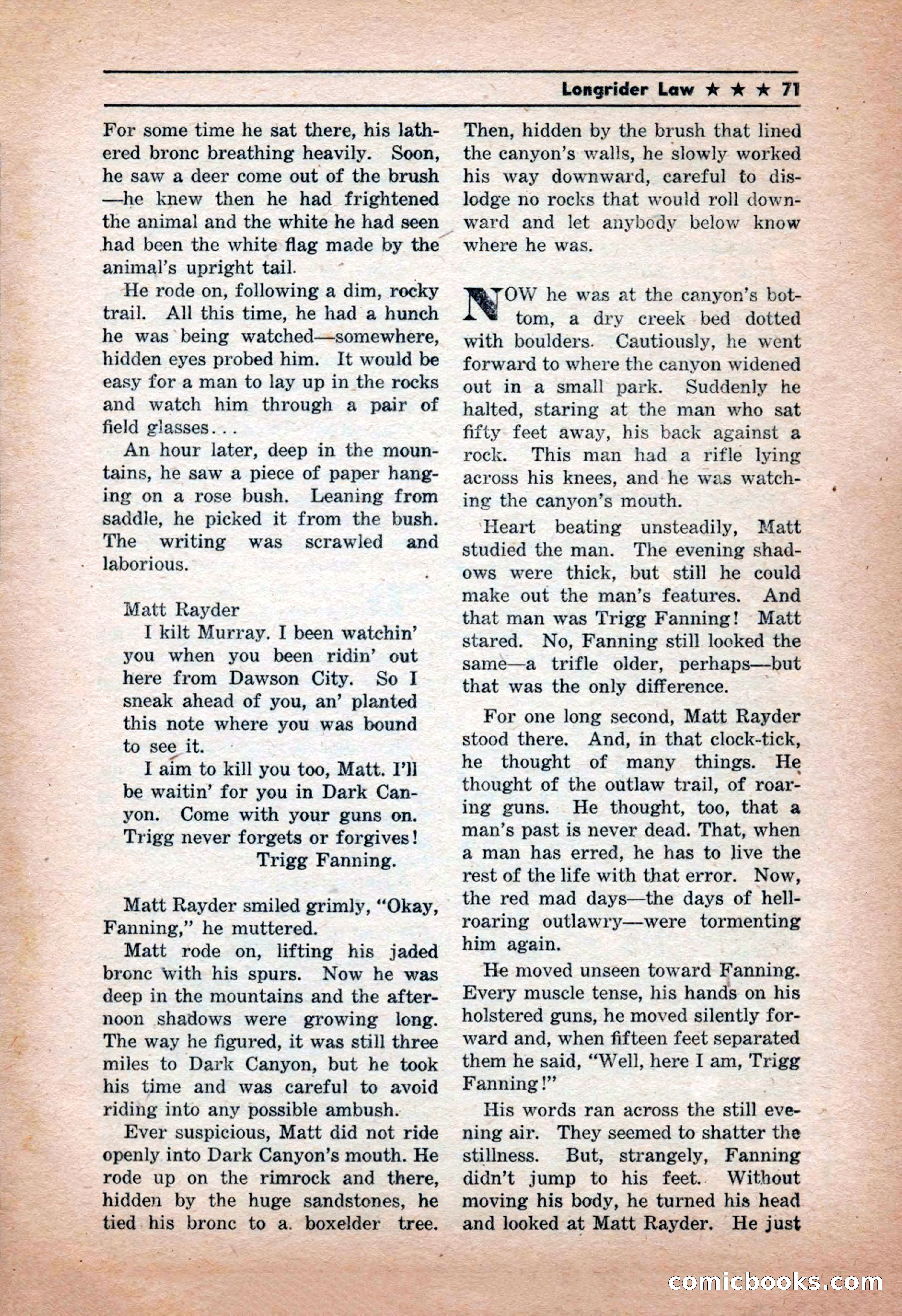 Western Yarns, January 1943 — page 71 of 100