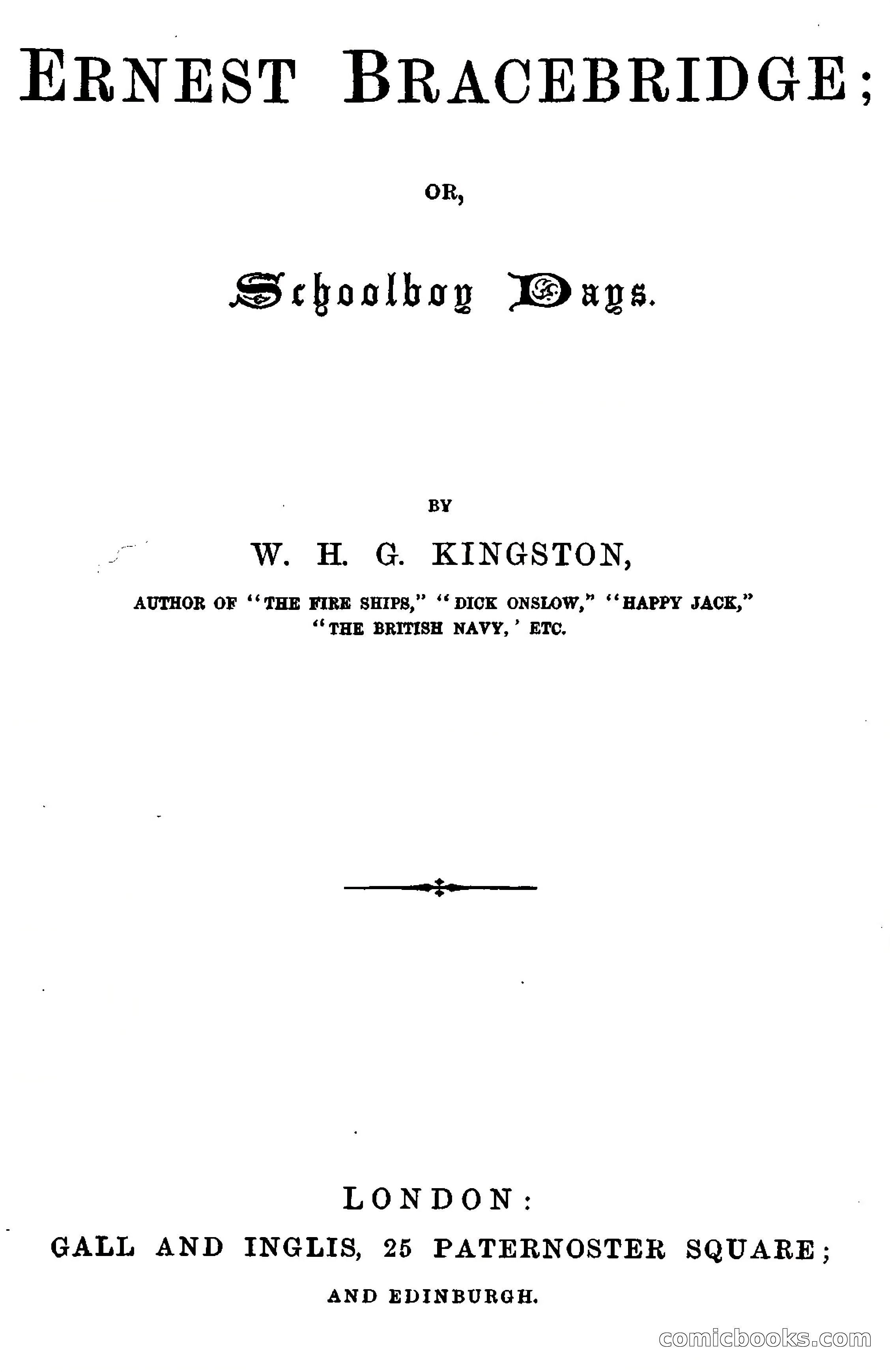 Ernest Bracebridge; or, Schoolboy Days
