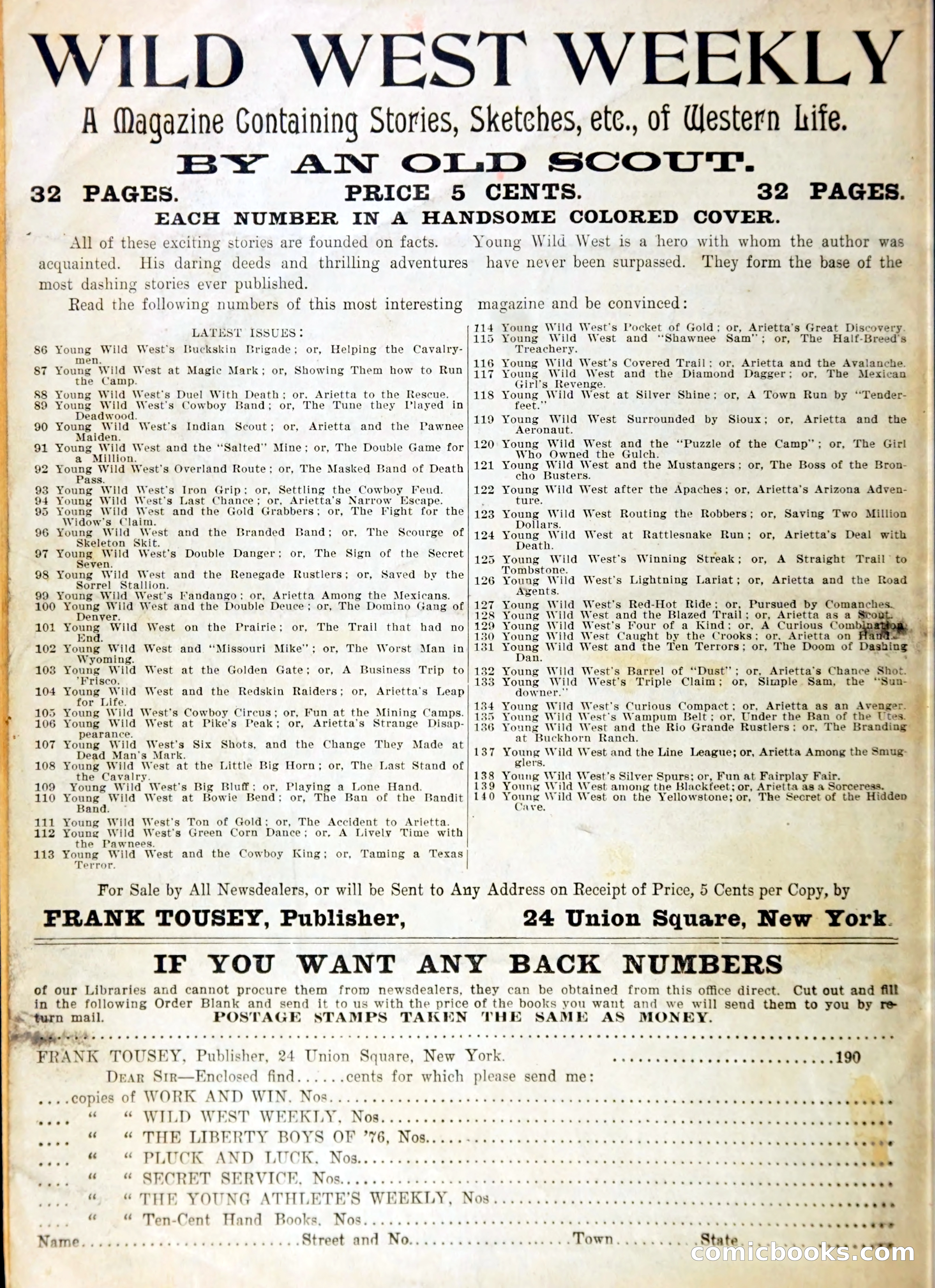 Young Wild West Weekly: Among the Blackfeet — page 37 of 37