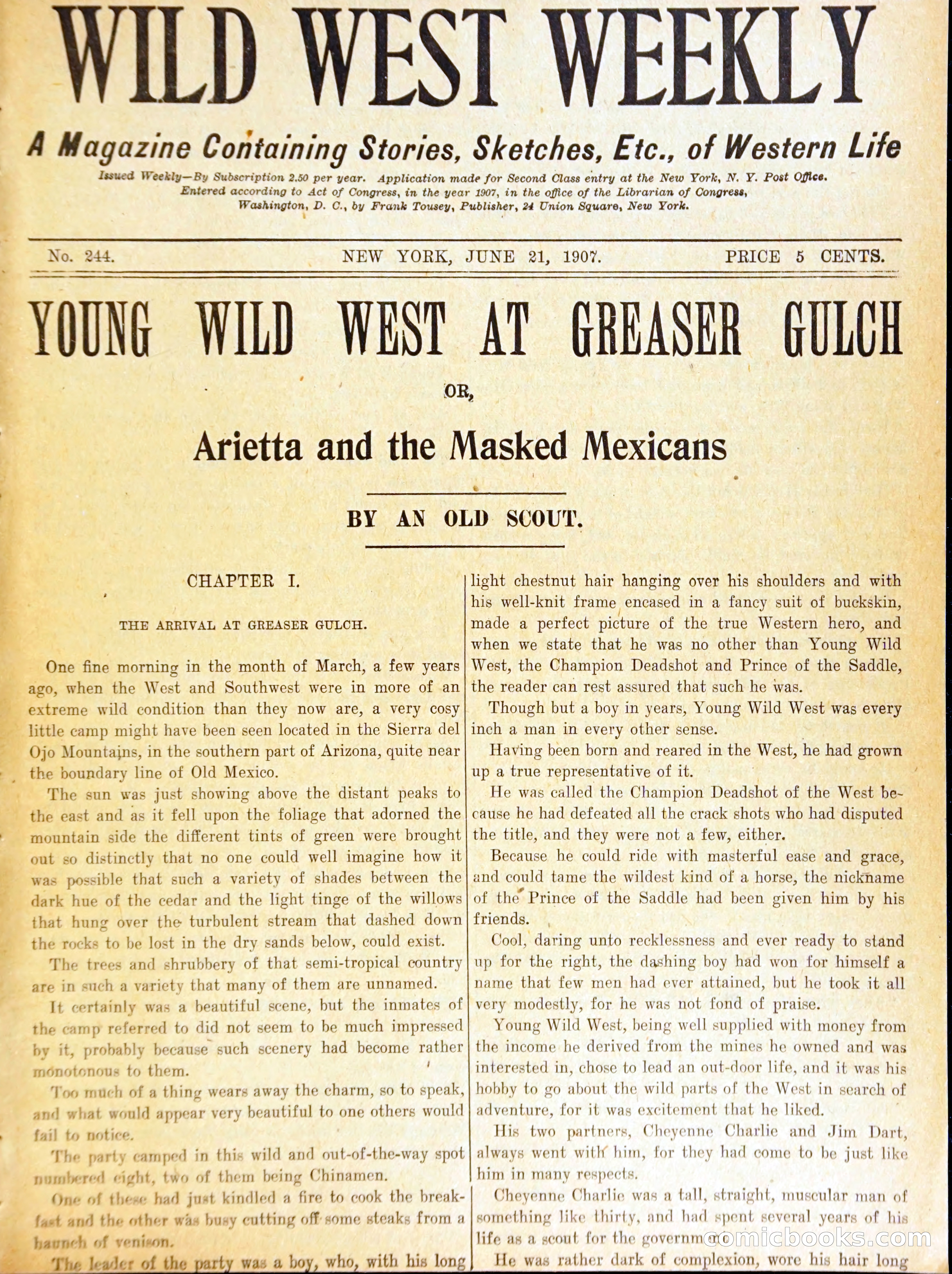 Young Wild West at Greaser Gulch, or, Arietta and the Masked Mexicans — page 4 of 37