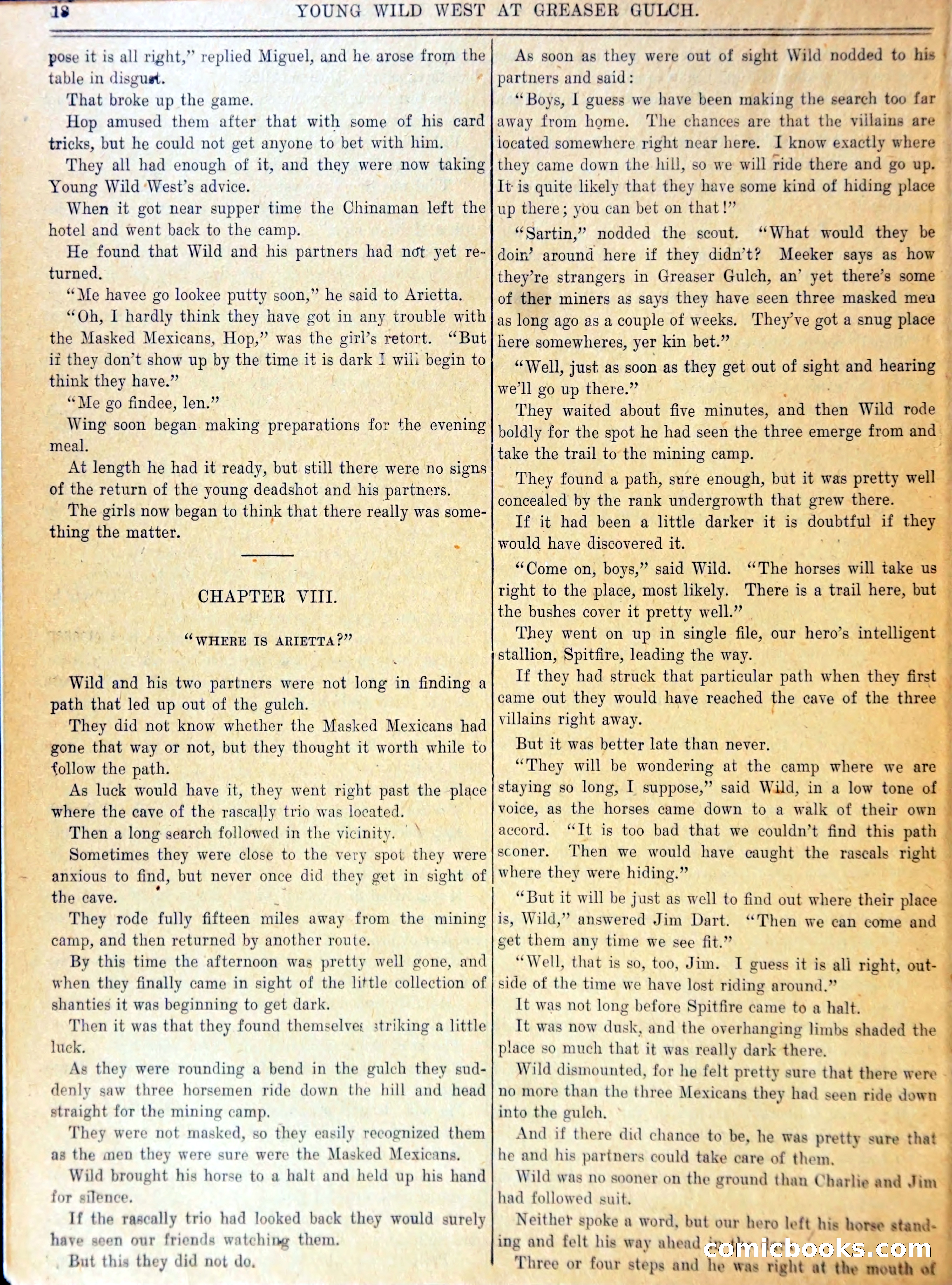 Young Wild West at Greaser Gulch, or, Arietta and the Masked Mexicans — page 21 of 37