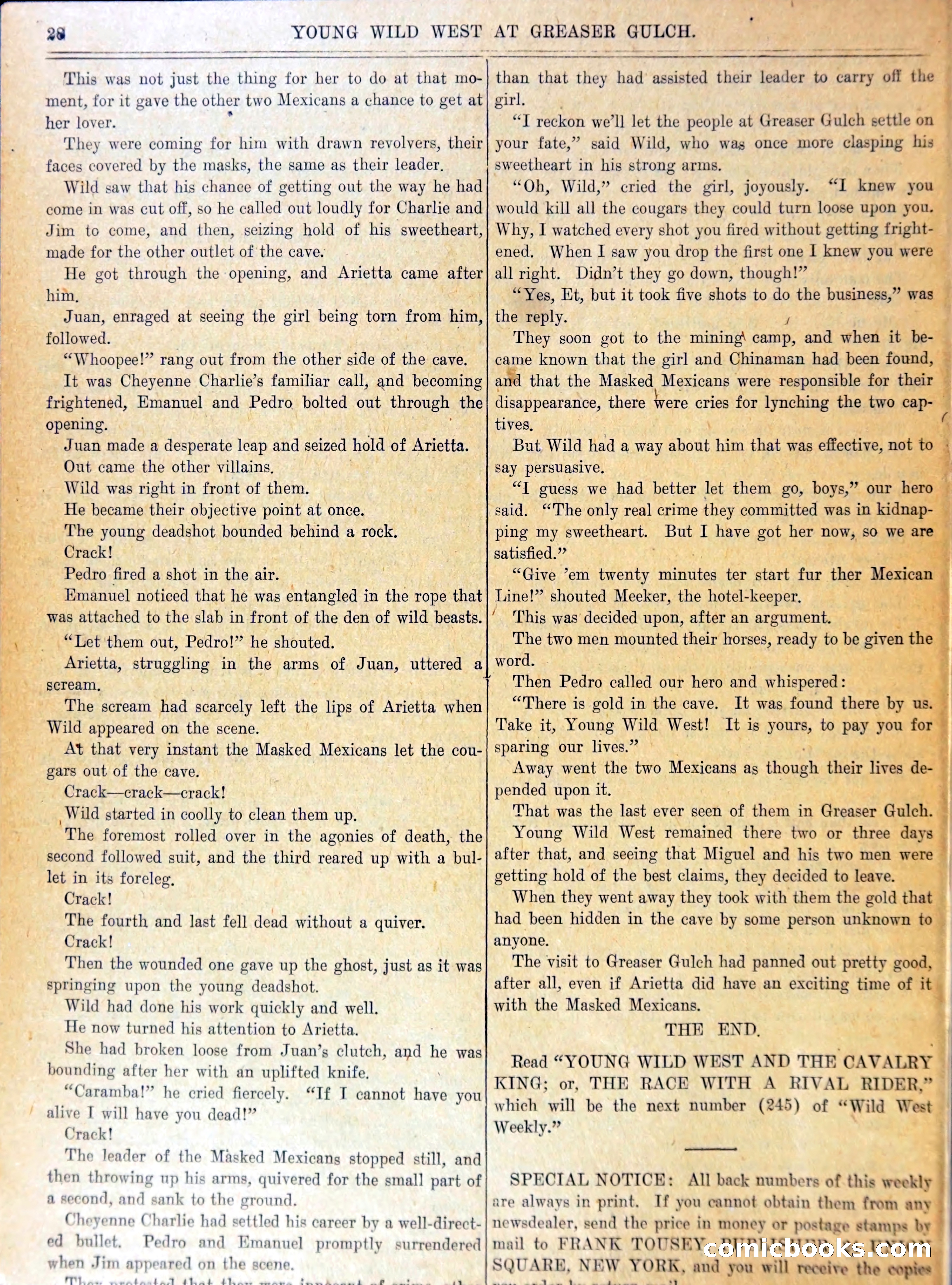 Young Wild West at Greaser Gulch, or, Arietta and the Masked Mexicans — page 31 of 37