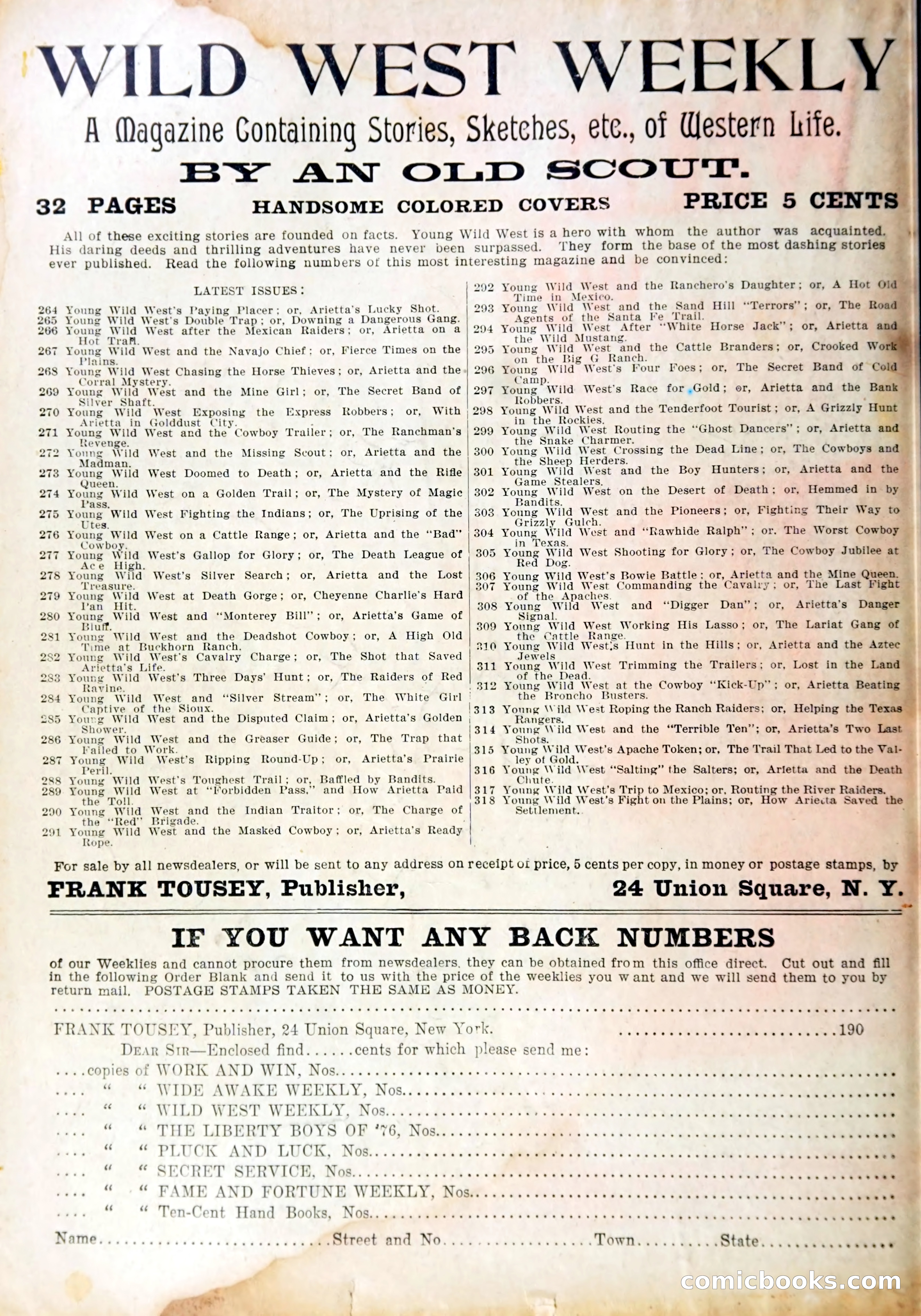 Wild West Weekly, No. 318 — page 37 of 37