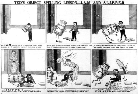 Ted's Object Spelling Lesson—J-A-M and S-L-I-P-P-E-R