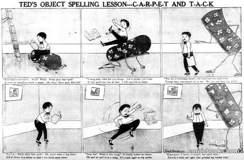 Ted's Object Spelling Lesson—C-A-R-P-E-T and T-A-C-K