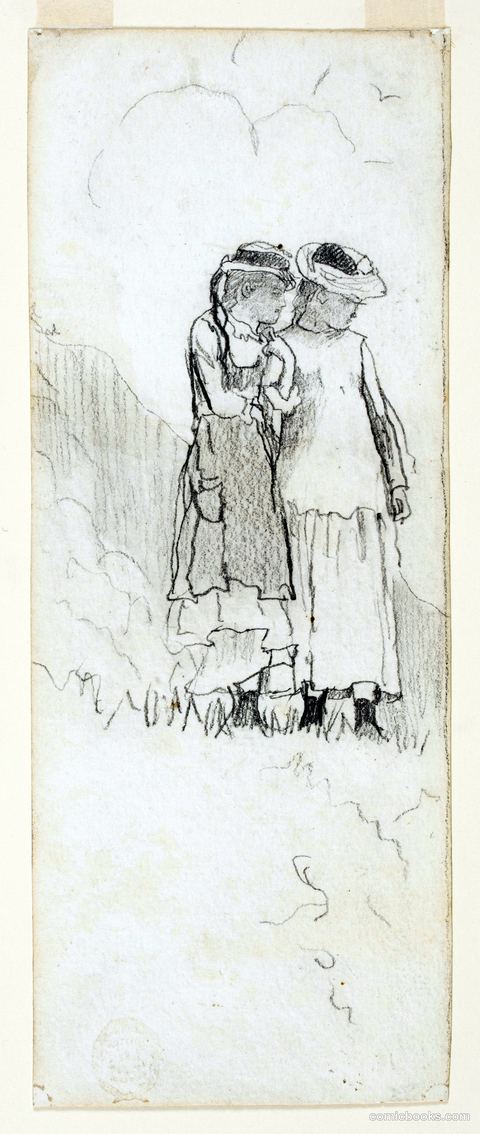 Two Young Girls in a Field