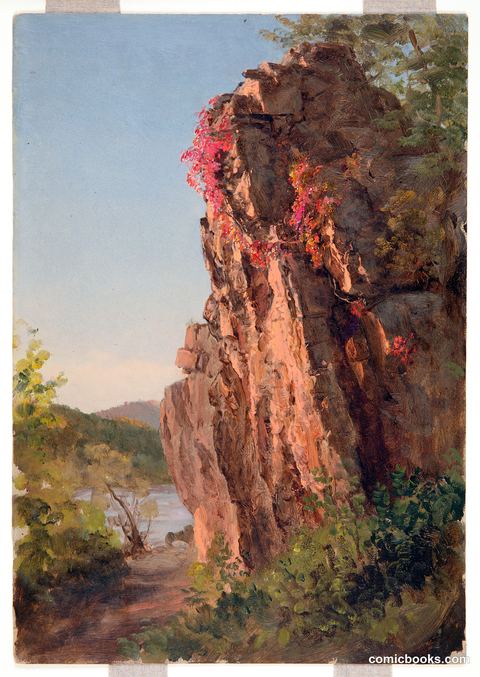 Autumn Landscape with Large Rock, North Carolina