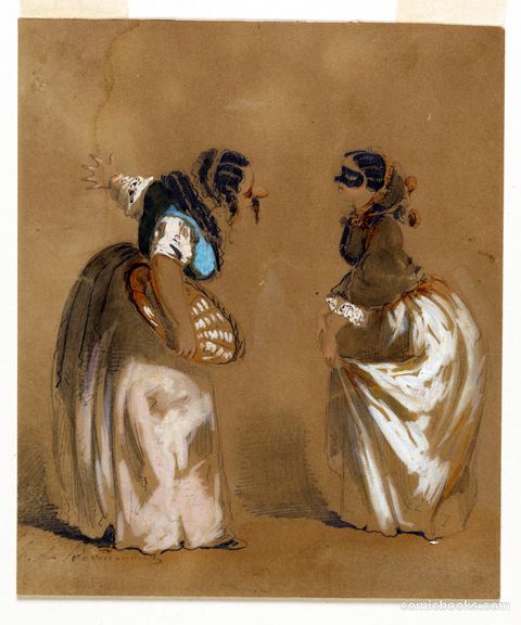 Two Masked Ladies Bowing