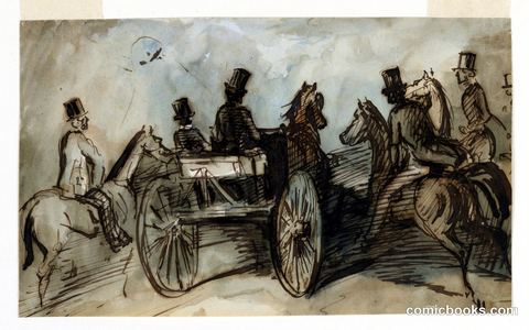 A Carriage and Three Riders