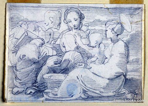 The Holy Family and a Female Saint