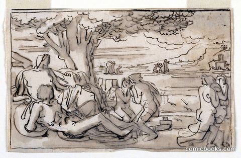 Pastoral Scene with Figures in Landscape
