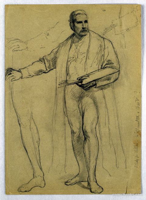Study for 'Titian Showing His Mistress His Mistress,' by Daniel Huntington