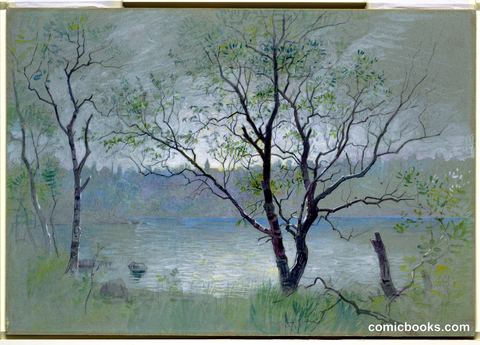 Lake Scene with Trees