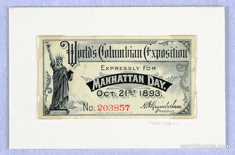 World's Columbian Exposition Ticket for Manhattan Day