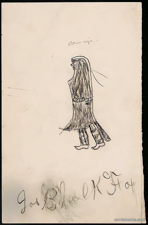 Sioux Indian Drawing of Lone Figure