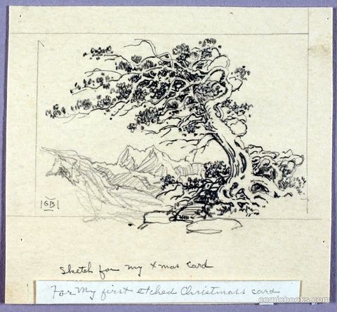 Sketch for Christmas Card (Windswept Pine)