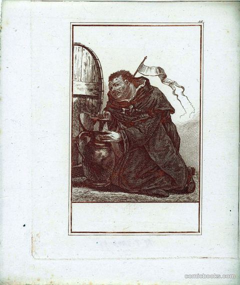 Monk Tapping Beer from a Barrel