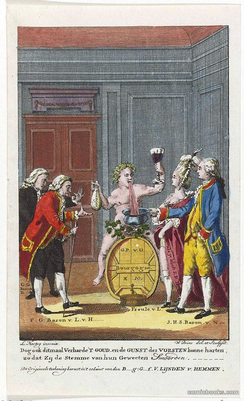 Satire on Prince William V as Vomiting Bacchus