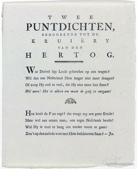 Two Pointed Poems on the Caricature of the Duke of Brunswick Being Wheeled from the Netherlands