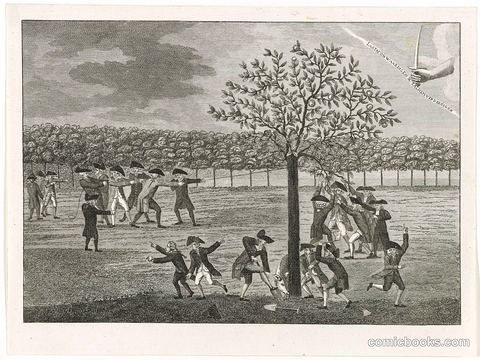 Political Print on Attempts to Fell the Orange Tree