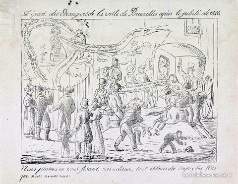 Political Print on the Failed Celebration of the 450th Anniversary of the Miracle of the Sacrament, 1820