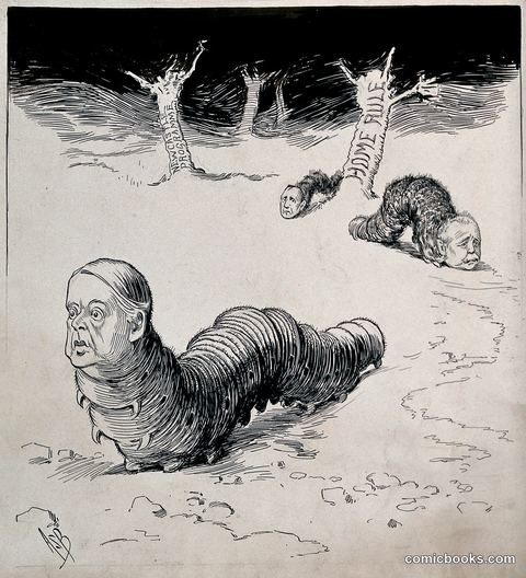 Politicians depicted as caterpillars
