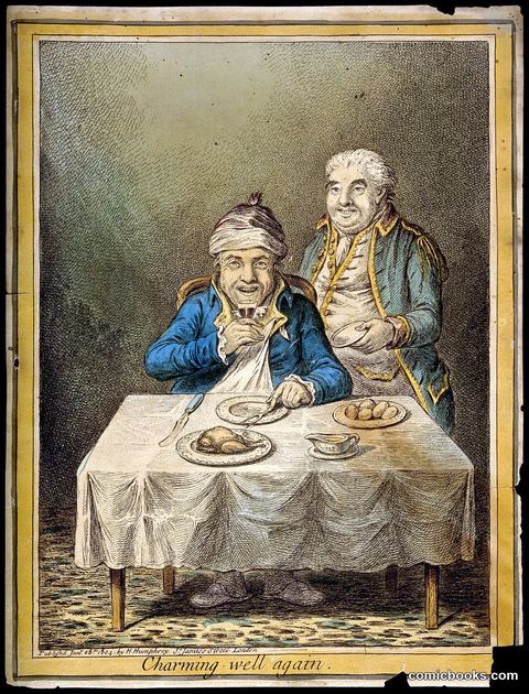 *Charming Well Again* — Coloured Etching after James Gillray, 1804