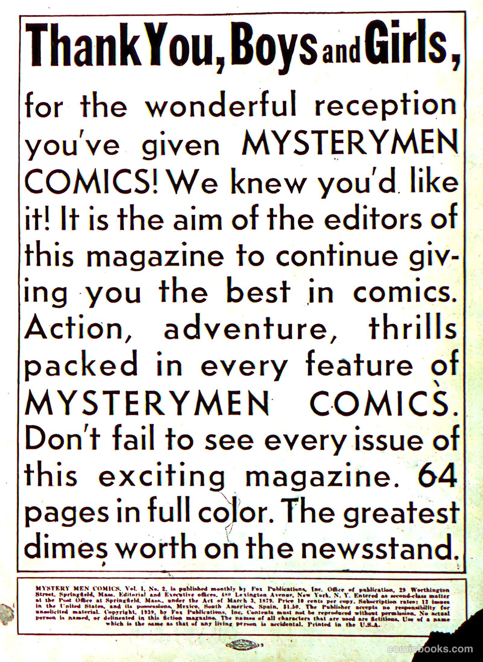 Mystery Men Comics #2 — page 2 of 68