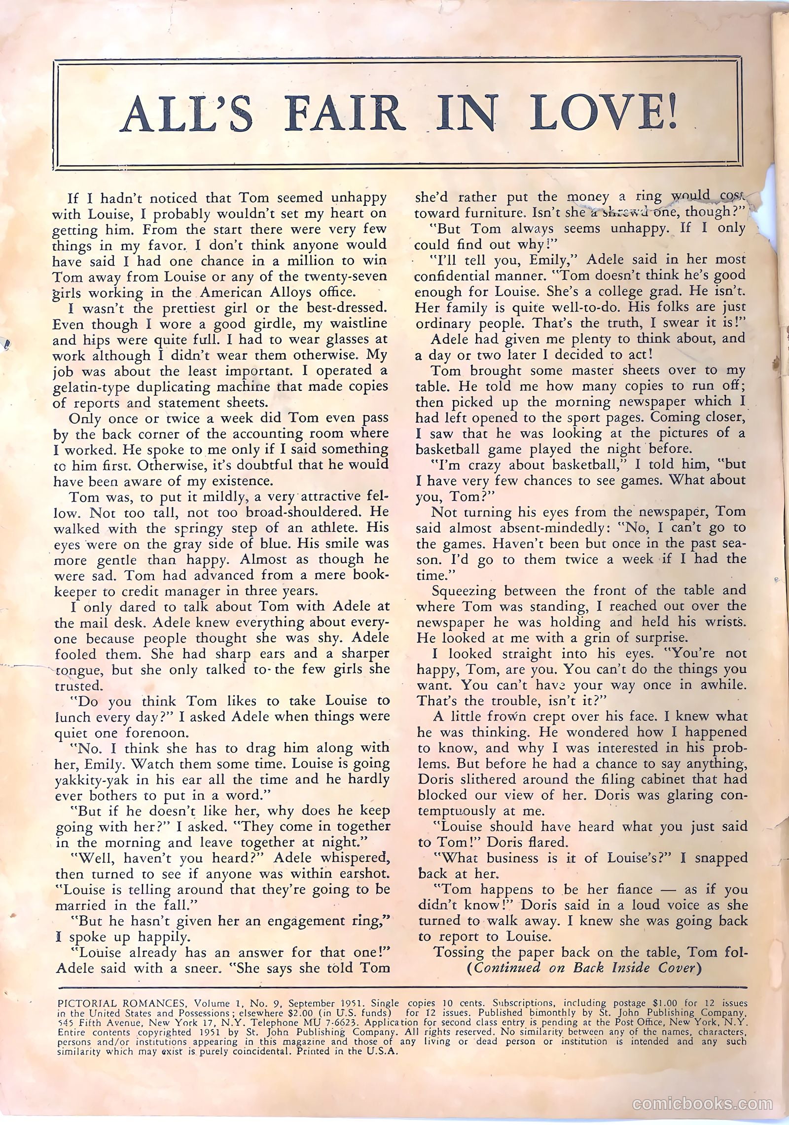 Pictorial Romances #9 — page 2 of 36