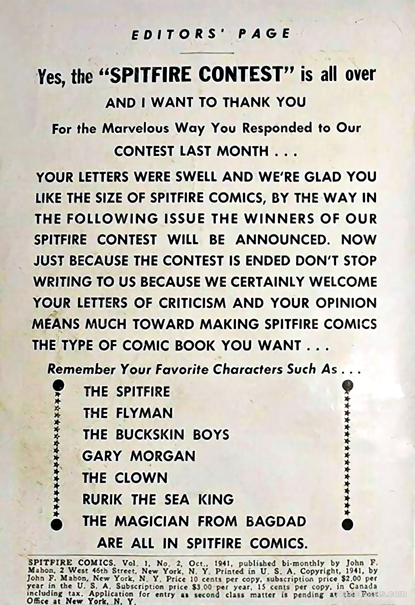 Spitfire Comics #2 — page 2 of 100