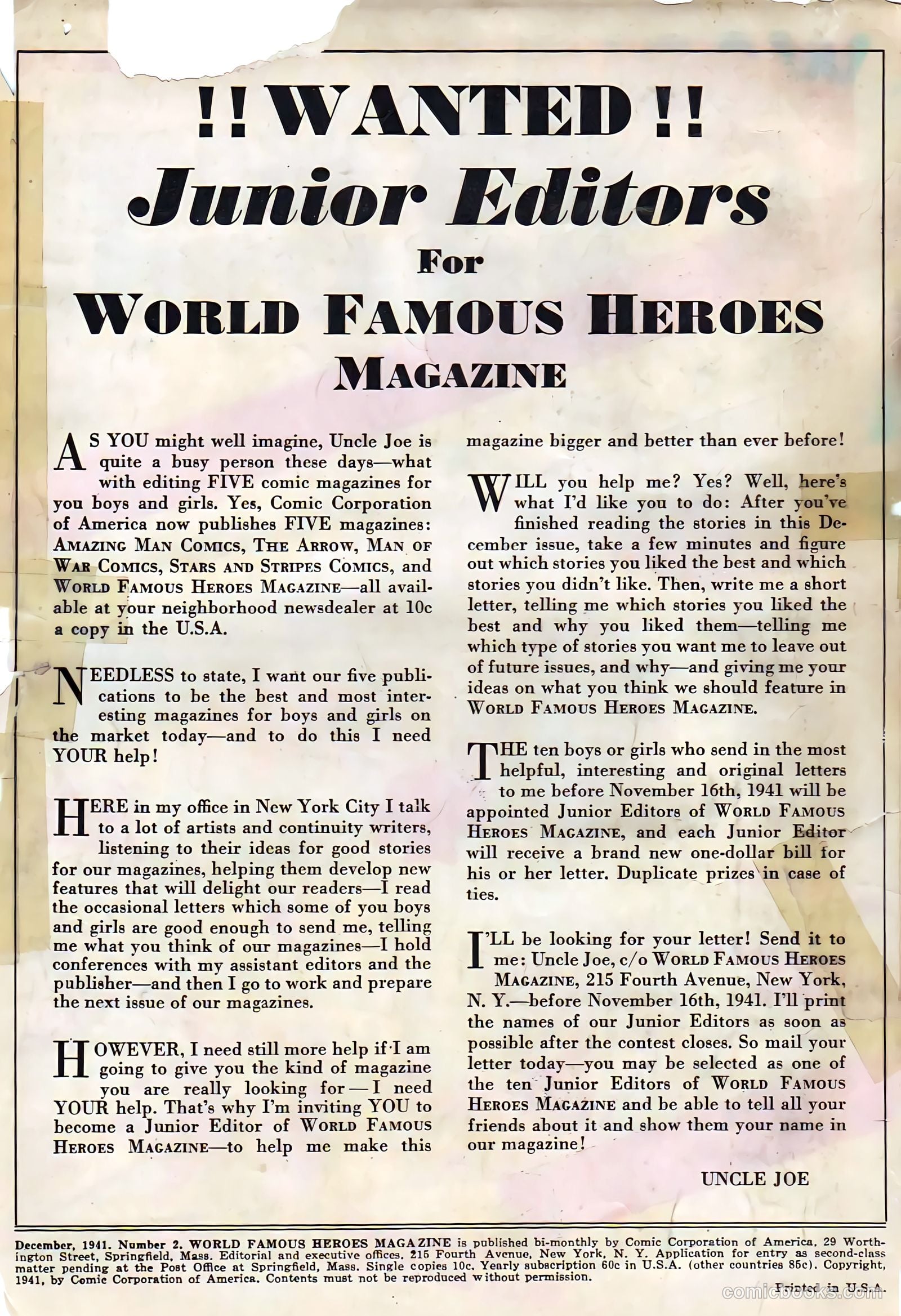 World Famous Heroes Magazine #2 — page 2 of 69