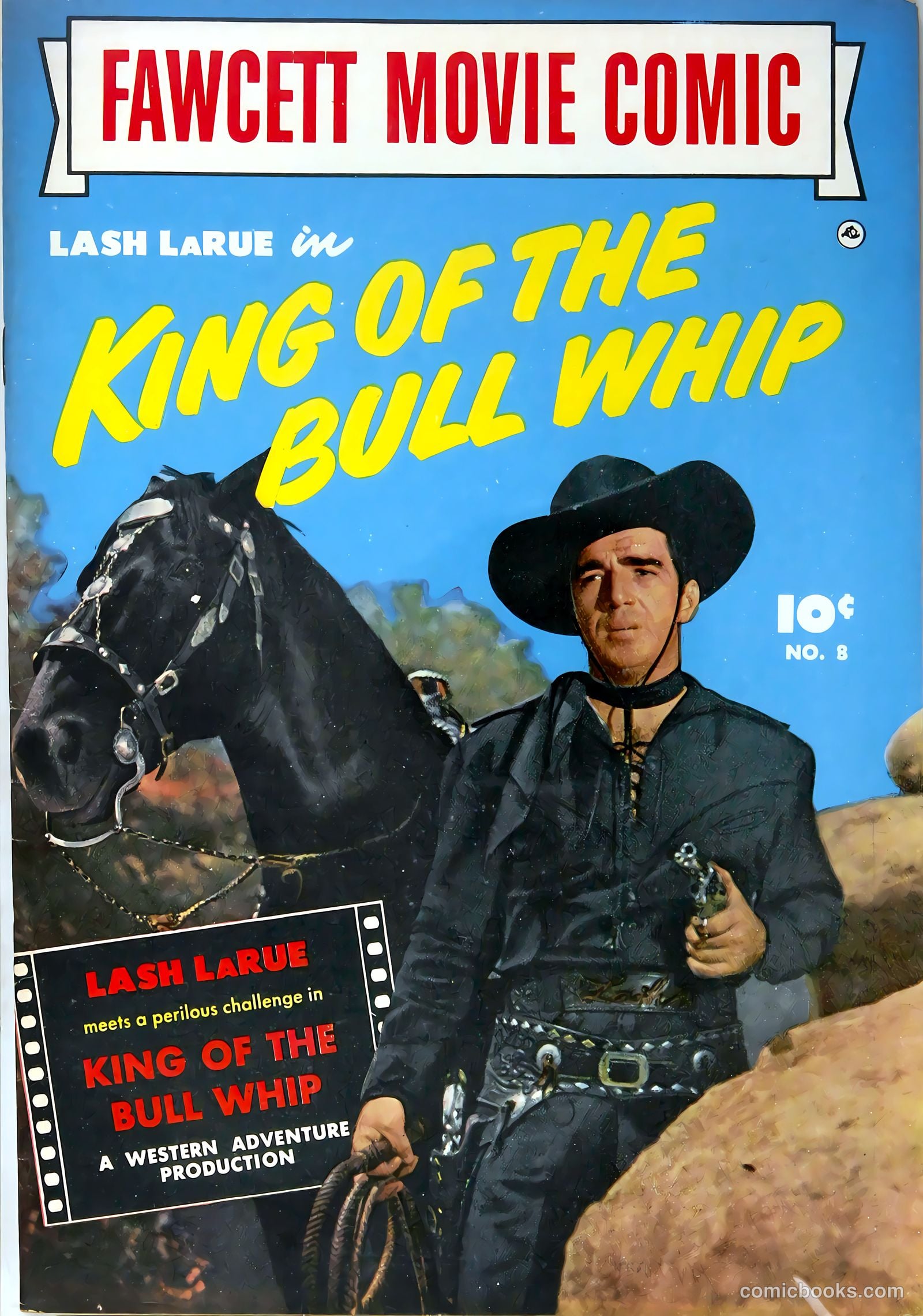 Fawcett Movie Comic 8 - King of the Bull Whip #1 — page 1 of 36
