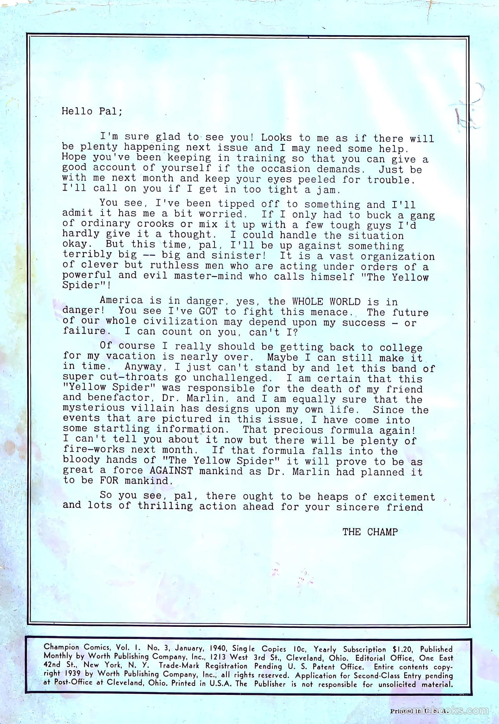 Champion Comics #3 — page 2 of 68