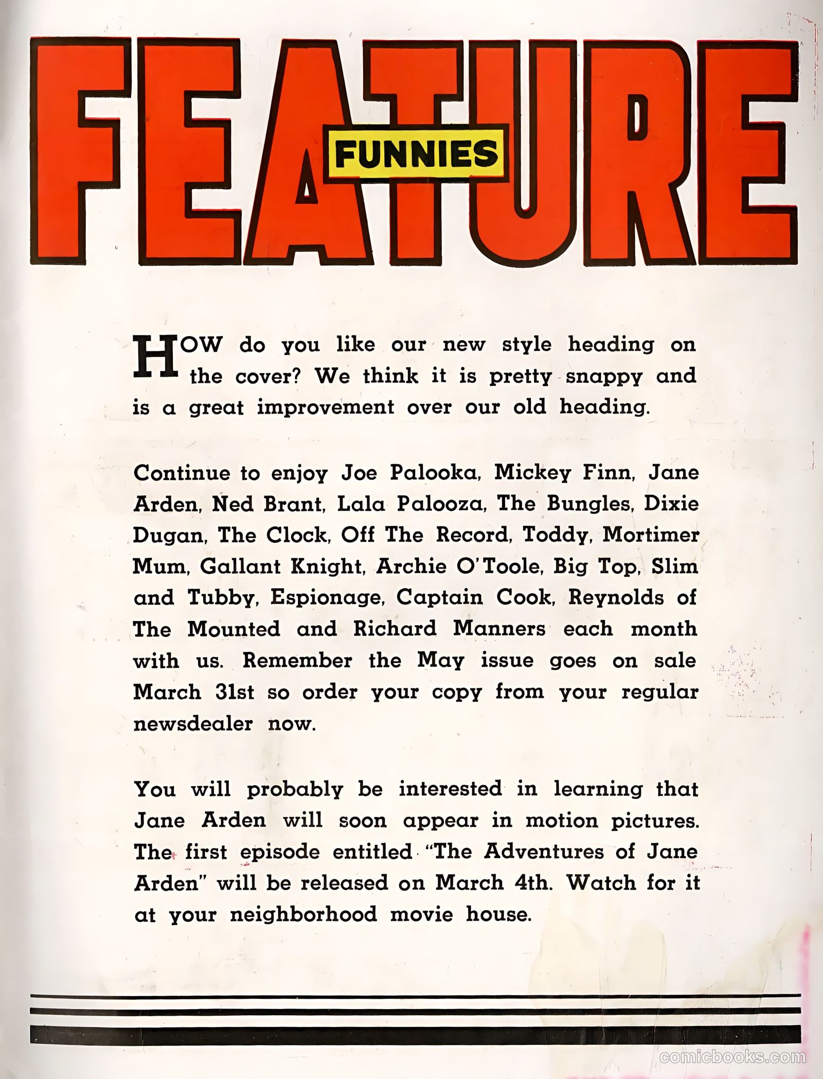 Feature Funnies #19 — page 67 of 68